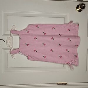 CWD Kids Pink/White Seersucker Cherry Dress Size 5/6
